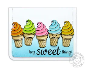 Sunny Studio Stamps: Sweet Shoppe Ice Cream Cone Card by Mendi Yoshikawa
