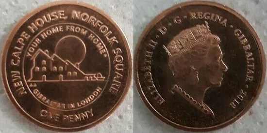 Gibraltar 1 penny 2018 Calpe House