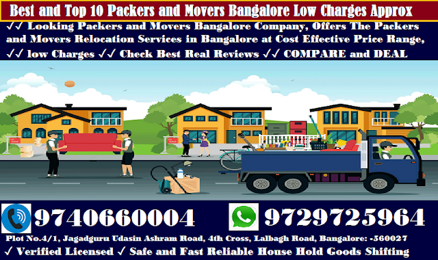 Packers and Movers Bangalore Charges Approx