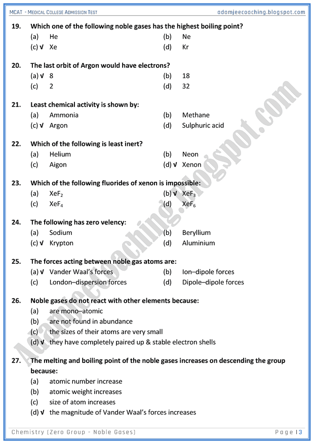 mcat-chemistry-zero-group---noble-gases-mcqs-for-medical-entry-test