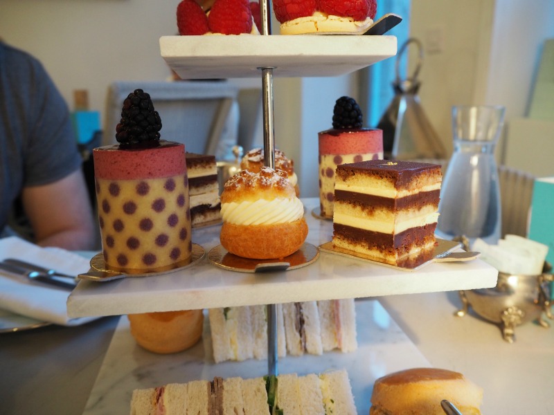 Afternoon tea at Almondine Aberdeen - Charlotte, choux pastry and chocolate opera cake