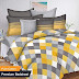 Ahmedabad Cotton 144 TC 100% Cotton Double Bedsheet with 2 Pillow Covers - Yellow and Grey