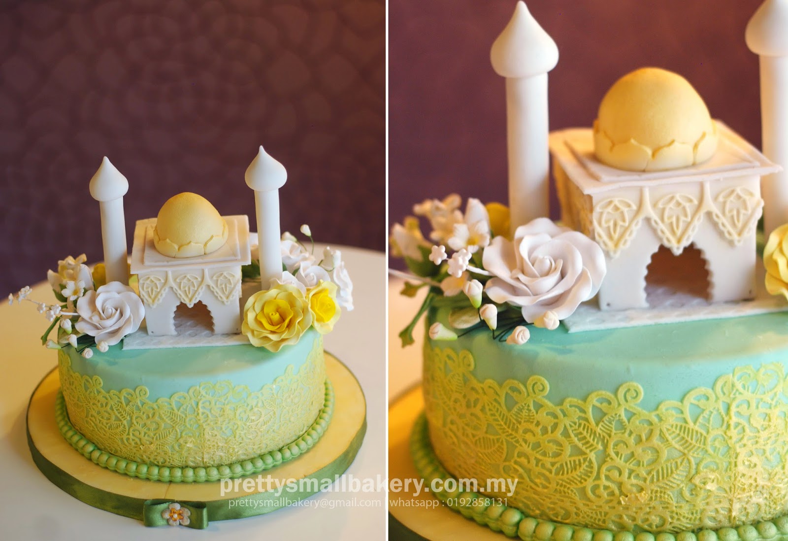 Kek hantaran berbentuk masjid - Prettysmallbakery