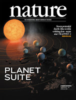 Nature cover showing arti of TRAPPIST-1 exoplanet system