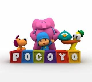 Pocoyo con pato, Loula, Elly y pajaroto 