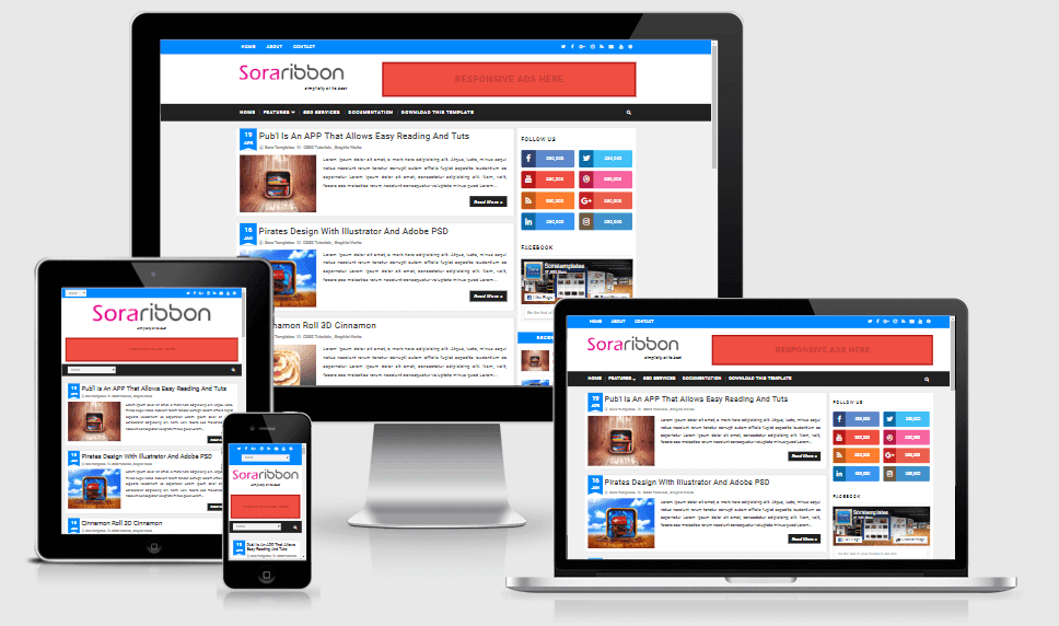 Sora Ribbon - Responsive Blogger Template