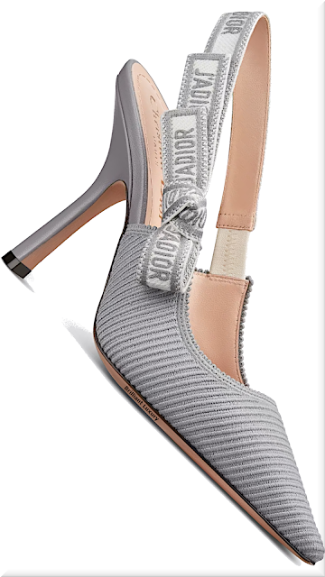 ♦Deep gray embroidered cotton J'ADIOR slingback pumps #dior #shoes #gray #brilliantluxury