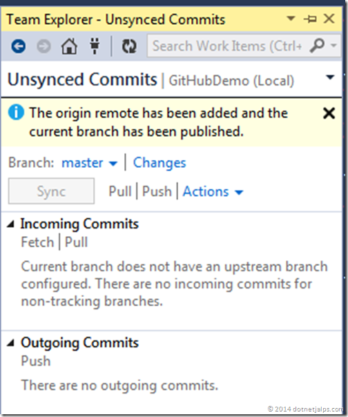 publish-message-git-team-explorer-visual-studio-2013