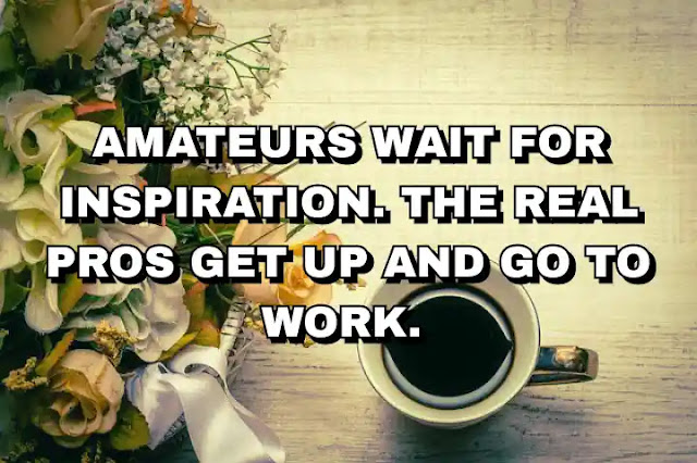 Amateurs wait for inspiration. The real pros get up and go to work.