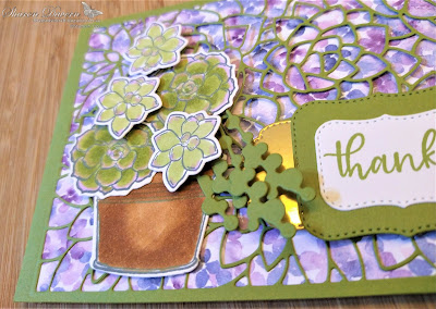 Rhapsody in craft, Old Olive, Simply Succulents, Potted Succulents Dies, Ornate Layers Dies, Subtle 3D Embossing Folder, Hydrangea Hill DSP, Thank you Card, Thinking of you Card, Stampin' Blends, Blender Pen, Jan-Jun Mini 2021, #loveitchopit, #colourcreationsshowcase, Stampin' Up