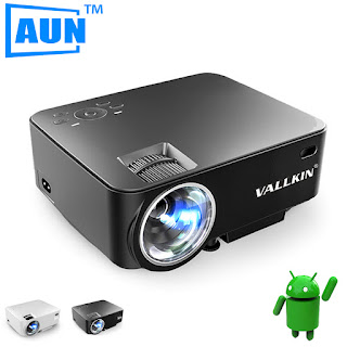 VALLKIN 2 in 1 LED Projector 3D + TV BOX Built-in Android 4.4 MINI Projector 1500 Lumens Syne Screen with Phone Smart Beamer AM200S