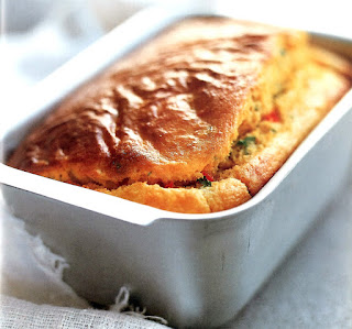 Chilli Cornbread: Classic cornbread containing chillies baked in a loaf tin.
