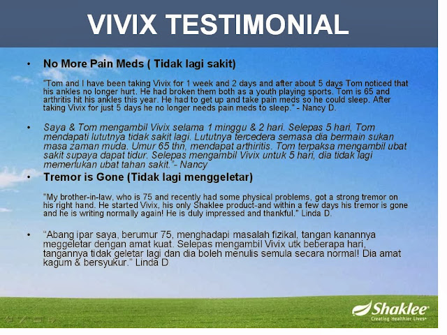 testimoni pengguna vivix shaklee