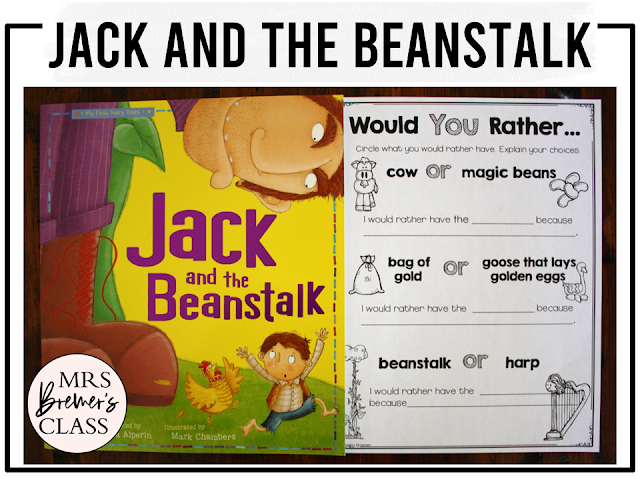 Jack and the Beanstalk Fairy Tales activities unit with literacy printables, reading companion activities, and lesson ideas for First Grade and Second Grade