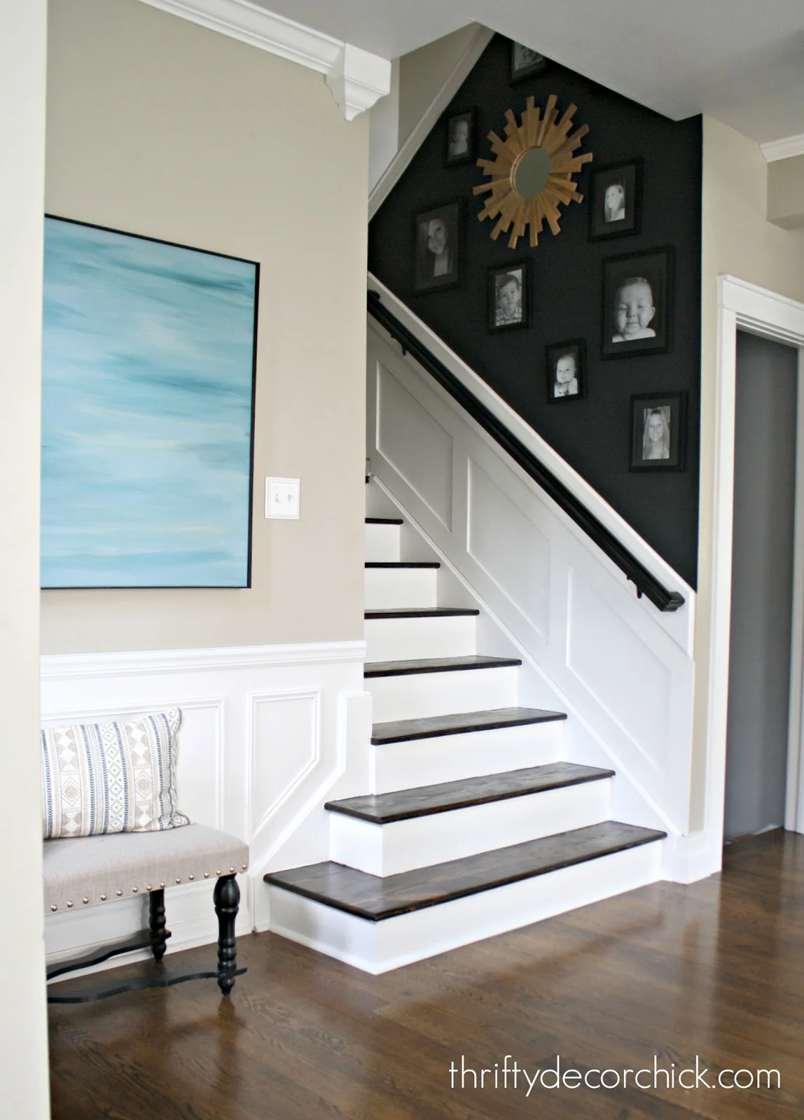 wood and white stairs