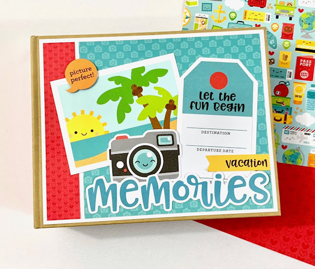 Vacation Memories Scrapbook Album made with the Doodlebug I heart Travel Collection