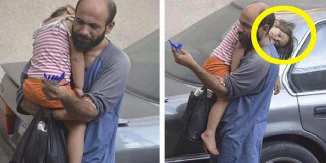 Desperate and with a starving daughter, he would sell pens until a stranger took a picture of his daughter and found that out.