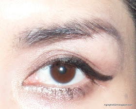 TEMPORARY TATTOO MakeUp: Korean Tony Moly 7 Days Tato Eyebrow Dark Brown swatch with flash