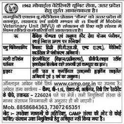 1962 Mobile Veterinary Unit UP Recruitment 2023