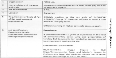 Manager Civil or Environmental Engineering Jobs in Rail India Technical and Economic Services Limited