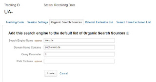 Universal Analytics - Suchmaschinen hinzufügen