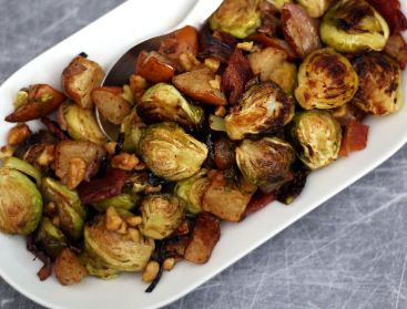 Brussels Sprouts with Pickled Shallots and Hazelnuts