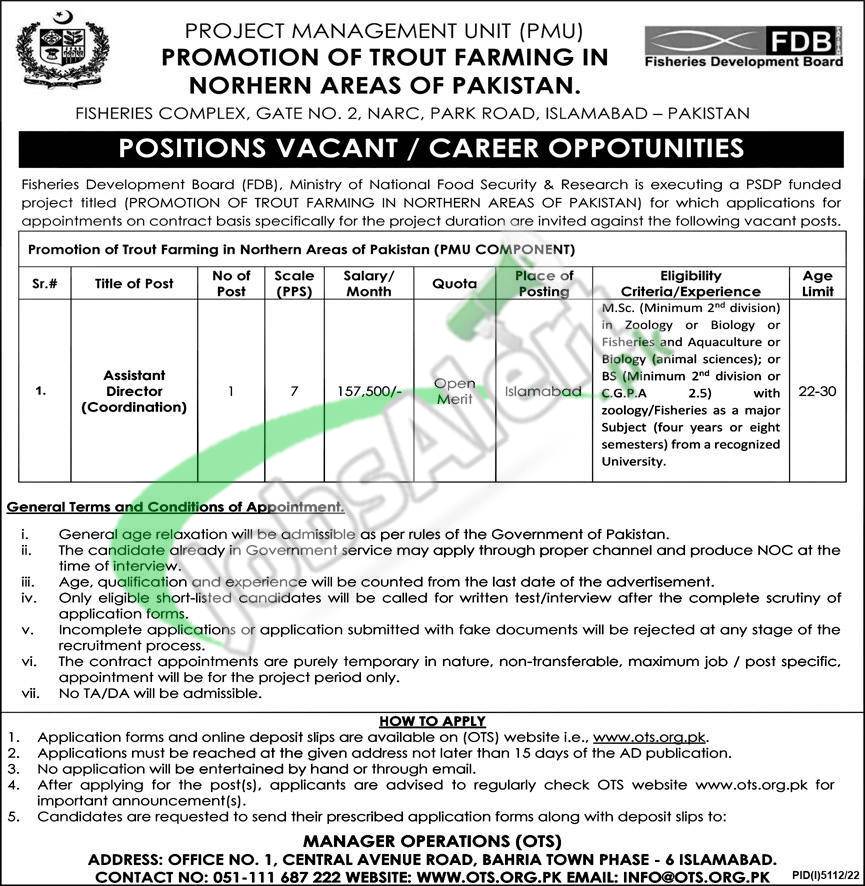 Fisheries Development Board Jobs 2023 for Assistant Director Advertisement