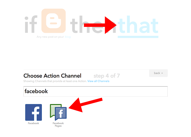 choose action channel IFTTT facebook