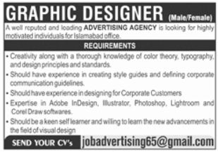 Graphic Designer Jobs In Islamabad