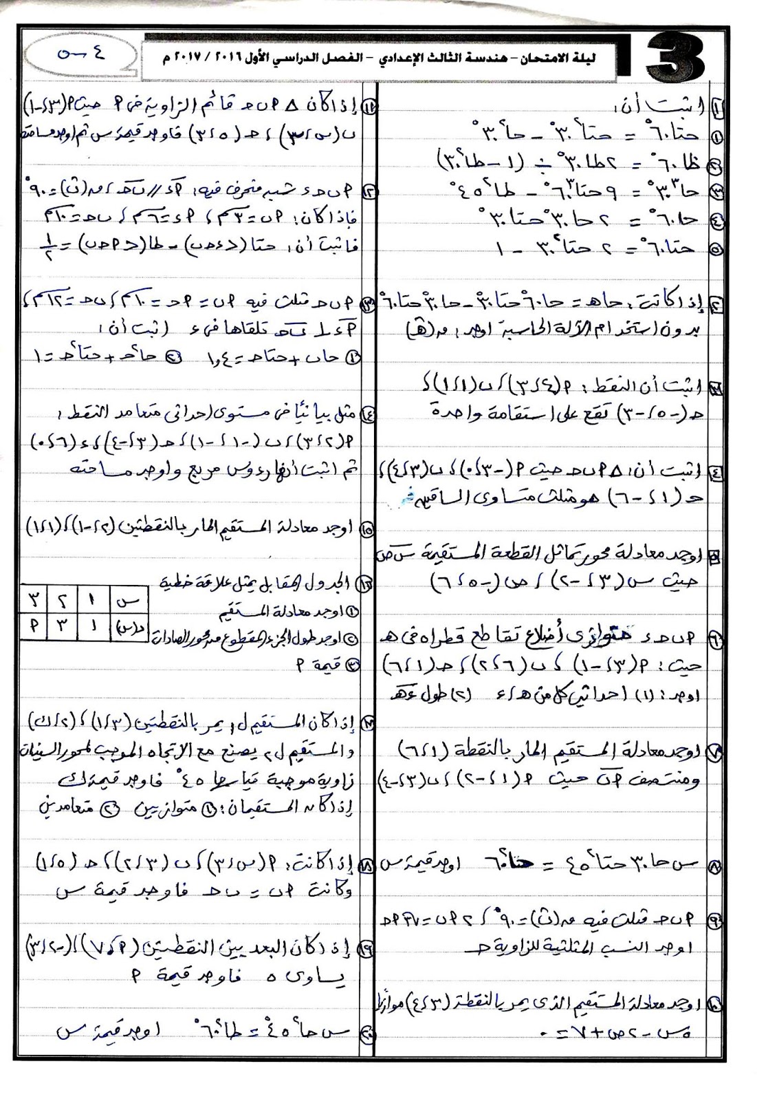 أسئلة الهندسة المتوقعة الصف الثالث الاعدادى