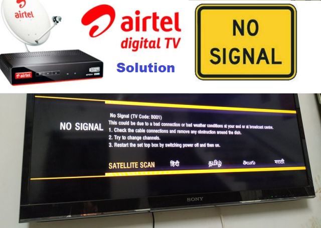  how to solve airtel digital tv error code b001(No Signal Problem solution)