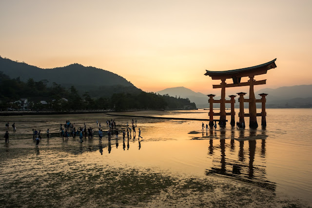 Japonsko, cestování, Hirošima, Japan, Hiroshima, Miayjima, vodní brána, brána na vodě, Torii, 