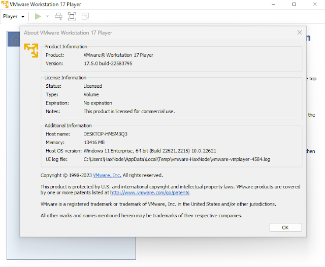 VMware Workstation Player v17.5.1.23298084 (x64) Commercial 2024
