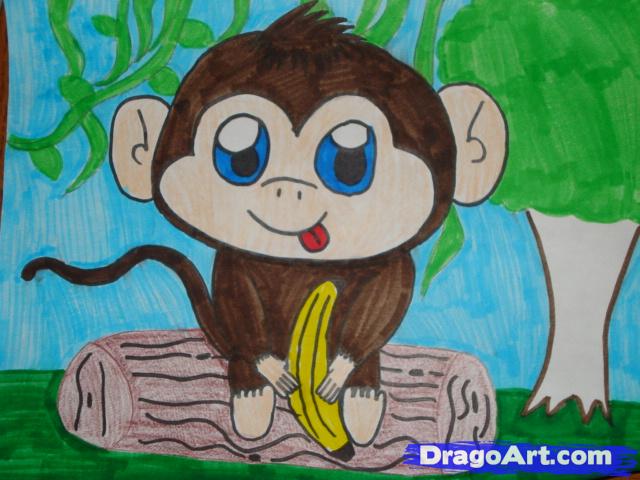 how to draw a cartoon monkey