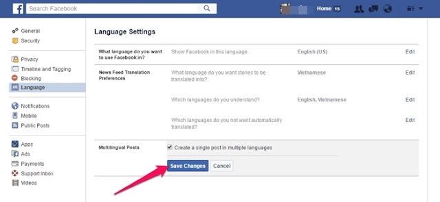 Cách đăng status với nhiều ngôn ngữ cùng lúc trên Facebook