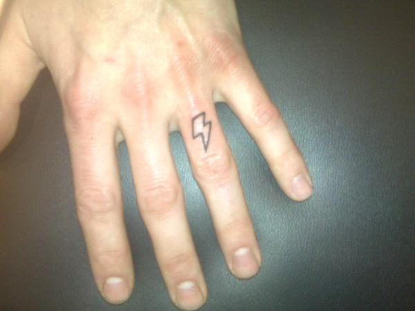 Tattoo; Lightning Bolt on Finger. Posted by Collin Kasyan