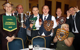 Brigg Town Cricket Club celebrating a big haul of trophies at the Lincolnshire County Cricket League's annual dinner, held at Hemswell Court on March 29, 2019
