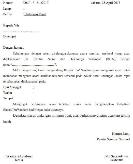 Contoh Surat Undangan Resmi yang Baik dan Benar 