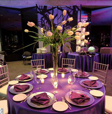 purple and silver wedding centerpieces