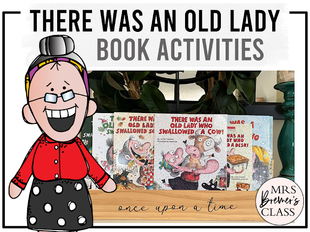 There Was an Old Lady Who Swallowed literacy activities and reading printables for every book in the series by Lucille Colandro for Kindergarten and First Grade