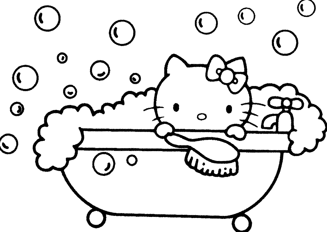 Mewarnai Gambar Sketsa Hello Kitty Sedang Mandi Mewarnai Gambar