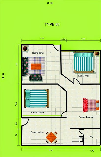 42 Gambar dan Denah Rumah Minimalis Type 60  Desainrumahnya.com