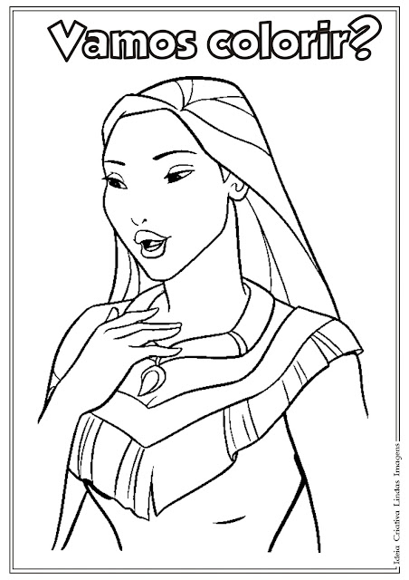 Desenho da Pocahontas para colorir