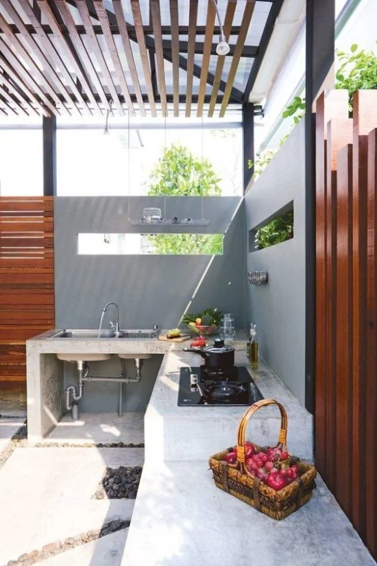 gambar inspiratif meja dapur cor dengan beton ekspos