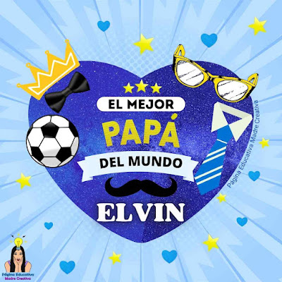 Solapín Nombre Elvin por el Día del Padre para imprimir gratis