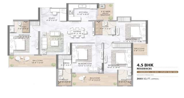 M3M Capital 113 4.5BHK Floor Plan