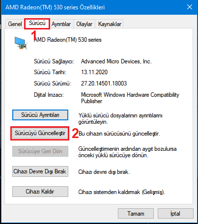 Windows 10 AMD "Radeon Software ve Sürücü Sürümleri Uyuşmuyor" Hatası