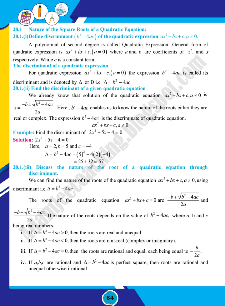 theory-of-quadratic-equations-mathematics-class-10th-text-book