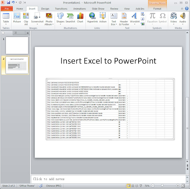 insert excel to powerpoint step 3