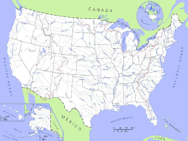 United States Map With Rivers And Lakes